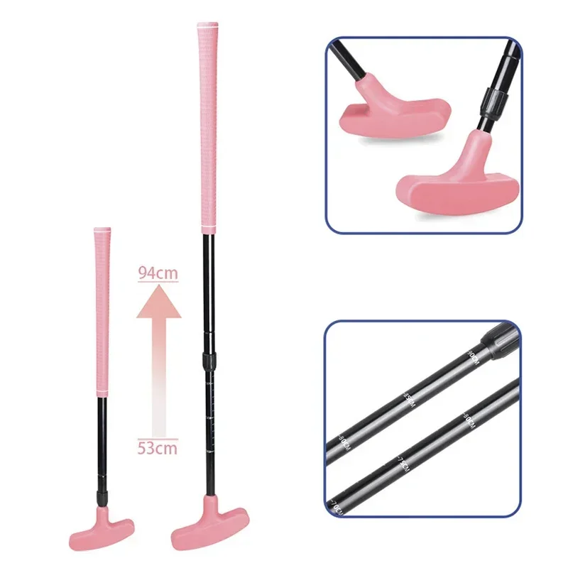 Two-Way Golf Putter Equipped Soft Rubber Grip Adjustable Length Retractable Design Gifts Fit Both Right and Left-Handed Players