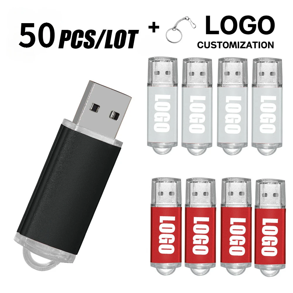 

50Pcs/Lot Free Tailored Logo USB Flash Drive 2.0 Pendrive Wholesale Price 512MB 256MB 4GB 1GB Memory Stick for Photography Gifts