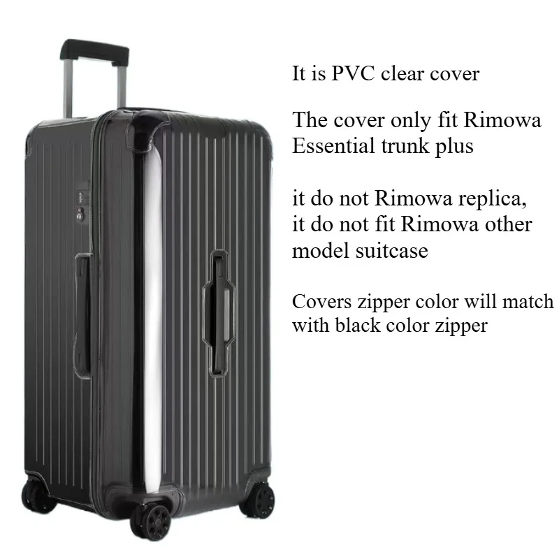 PVC Transparent Covers Fit For Suitcase Rimowa Essential Trunk Plus 33inch with Black Zipper 8328063 Suitcases Clear Cover 0.6mm