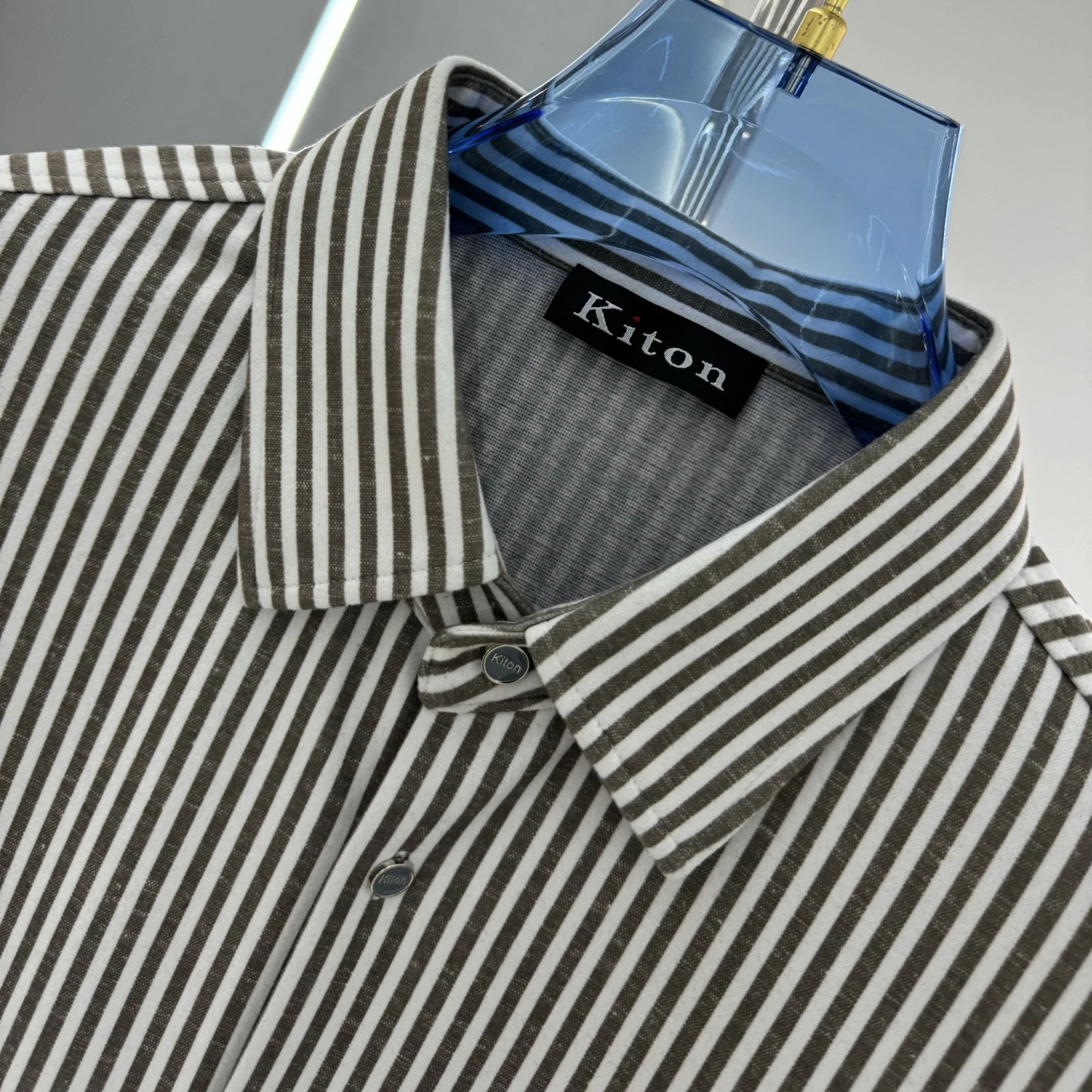 

KITON 25AW Casual Versatile Striped Long Sleeve Slim-Fit Lapel Shirt