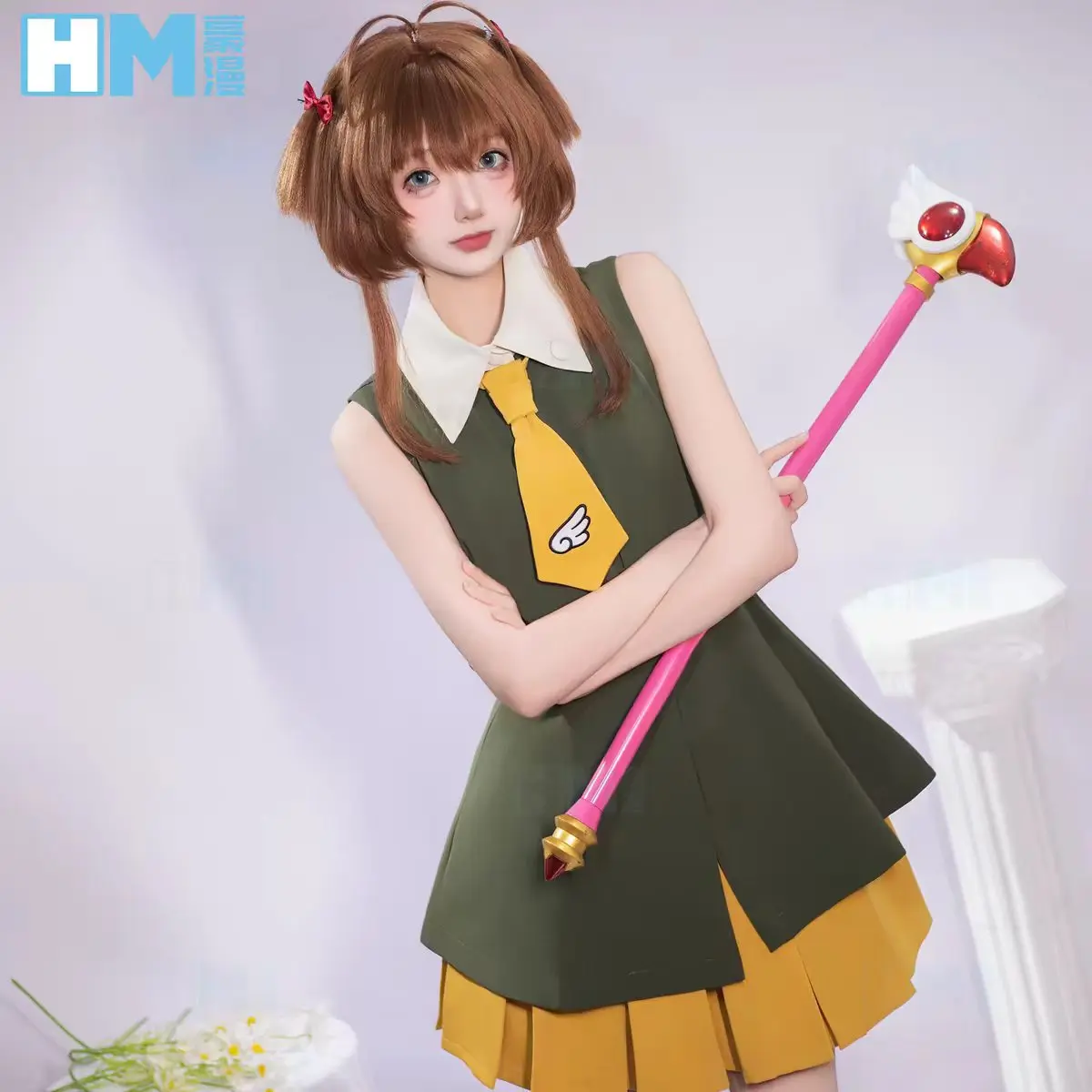 Disfraz de cosplay de Cardcaptor Sakura, vestido informal sin mangas para viaje a Hong Kong, traje de anime de chica mágica para Halloween