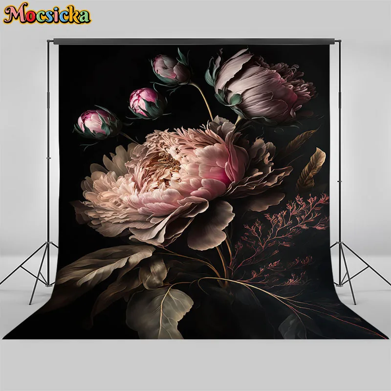 

Mocsicka Newborn Kids Birthday Photography Backdrop Spring Flowers Photo Booth Background Photocall Abstract Texture Banner