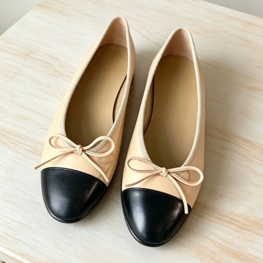 Brand Discount Women's Dance Shoes Casual Bow-Detail Ballet Flats Outdoor Hiking Shoes Materials Sheepskin Minimalist Versatile