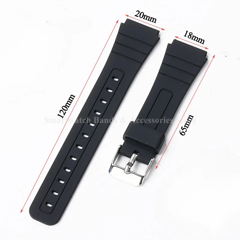 Rubber Soft Watch Strap 18mm for Casio F91W F84 A158/168/108/F105 AE1200/1300 W800H SGW400 Men Silicone Wrist Band Accessories