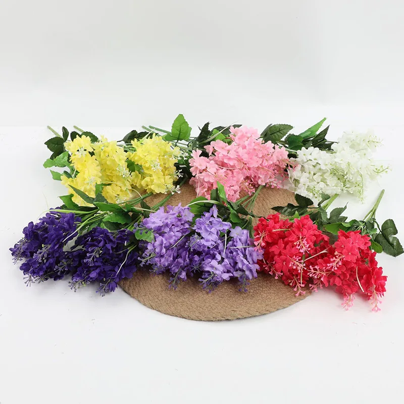 زهور صفير صناعية، باقات على الطراز الشمالي، ديكورات المنزل والفنادق، ترتيبات الأزهار، لافندر مزيف بالجملة