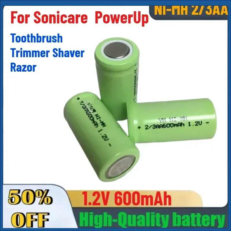 1.2V 600mAh NI-MH 2/3AA Rechargeable Battery for Sonicare PowerUp Toothbrush Trimmer Shaver Razor Accessories & Parts In
