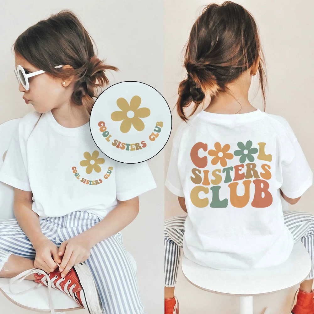 Cool Big Sister Club Print Girls Shirt Baby Announcement T-shirt Promoted To Big Sister Clothes Kids Sibling Outfit Girl Tee Top