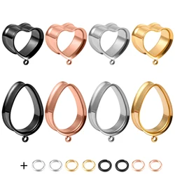 Vankula 2pcs Stainless Steel Heart DIY Pendant Ear Tunnel Plugs Expander Stretchers Gauges Earrings Piercing Body Jewelry