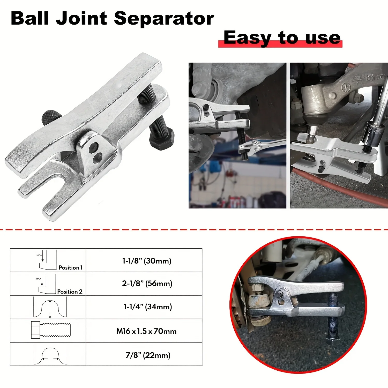 Adjustable Ball Joint Separator Tool 1-1/8