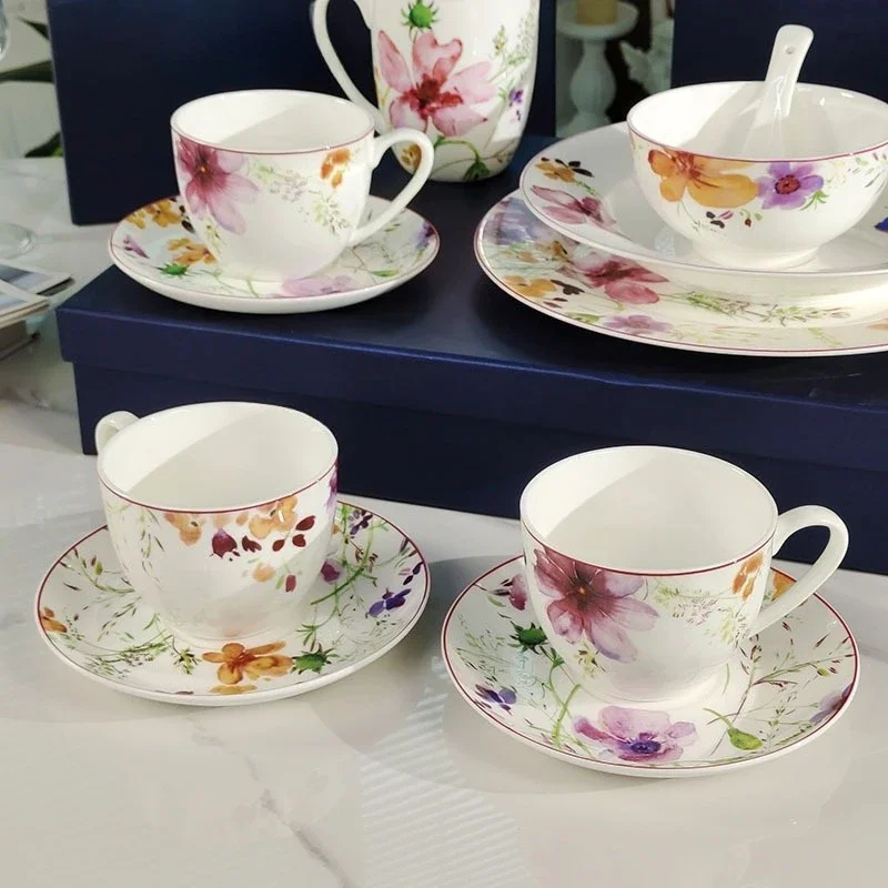 

Household Ceramic Teapot Coffee Cup Plate Set Durable Tableware Ideal for Daily Breakfast Tea Coffee Dining