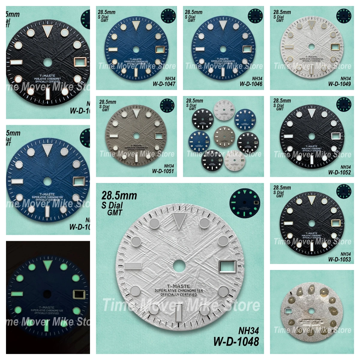 

28.5mm S Logo High-Quality Meteorite Dial GMT Dial Suitable For NH34 Movement Green Luminous Watch Modification Accessories