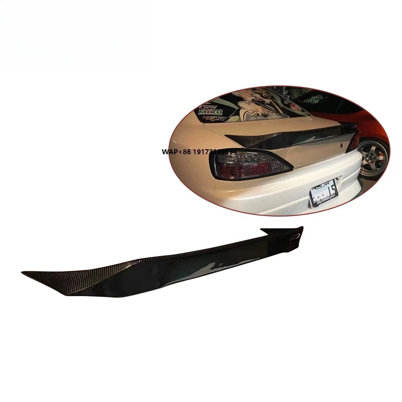 

High Quality Real Carbon Fiber Duck Tail Rear Spoiler Wing Racing Trunk Wing Splitter for SILVIA S15 1999-2002 Body Kit