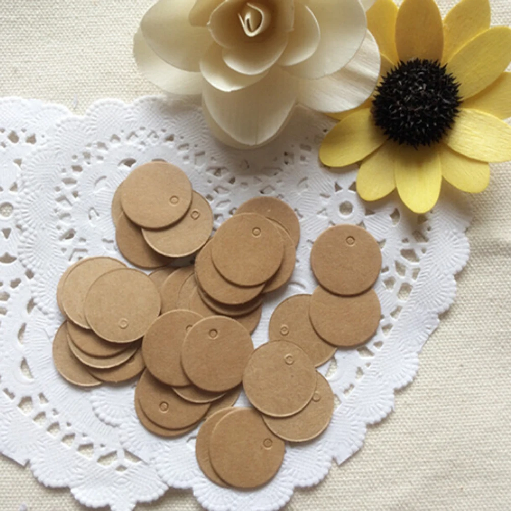 100 Pcs/lot 2cm Brown Round Kraft Paper Tags DIY Food Label Wedding Gift Decorating Tag Party Supplies