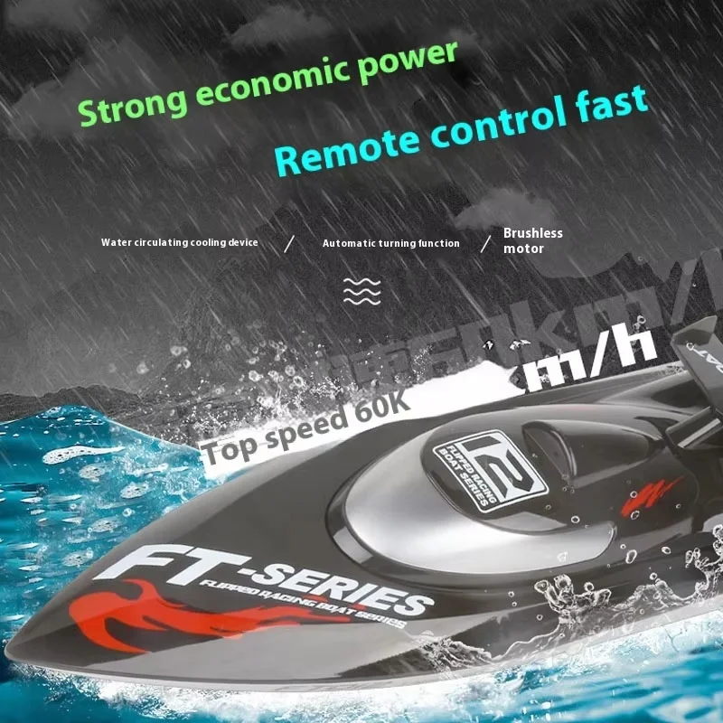 Ft011 super grande 2.4g escala completa controle remoto barco elétrico sem escova design à prova dwaterproof água competição brinquedo modelo de barco de alta velocidade