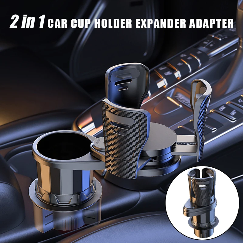 

2 In 1 Black Car Cup Holder Expander Adapter Adjustable Base Multi Cradle Vehicle Cup Bottle Holder Drink Holder Car Accessories