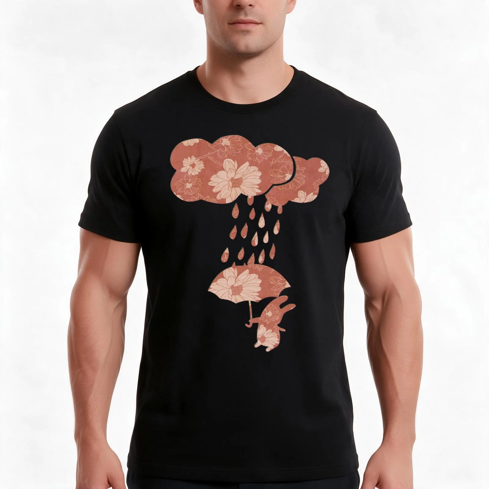 Song of the Rain (Floral pattern) T-Shirt, Summer Casual Cotton Tee, Oversized Streetwear Tops, Vintage Graphic Print