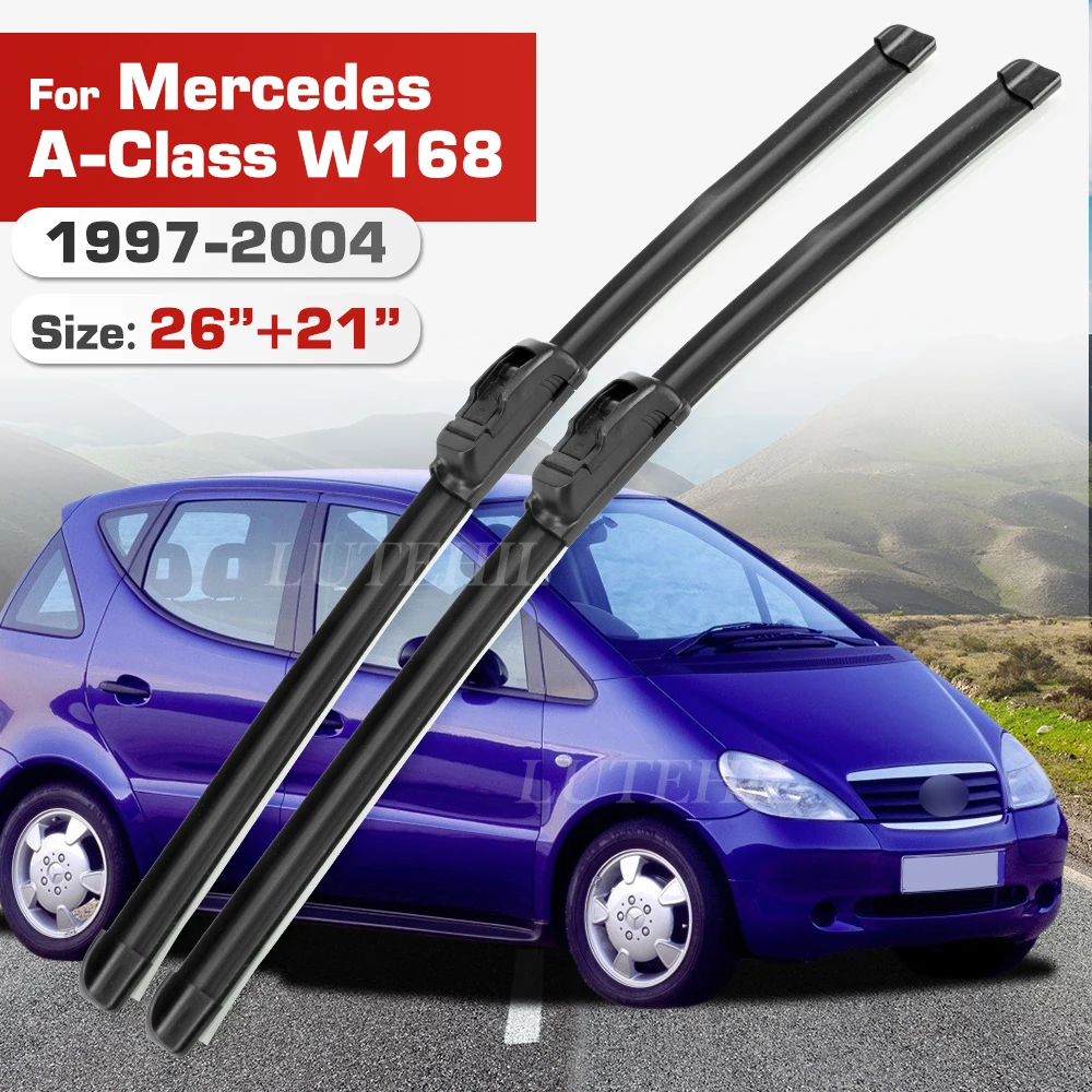 Wischer für Mercedes-Benz A W168 1997–2004 1998 1999 2000 2001 Frontblätter Windschutzscheibe Windschutzscheibe Fensterbürste 26 Zoll + 21 Zoll