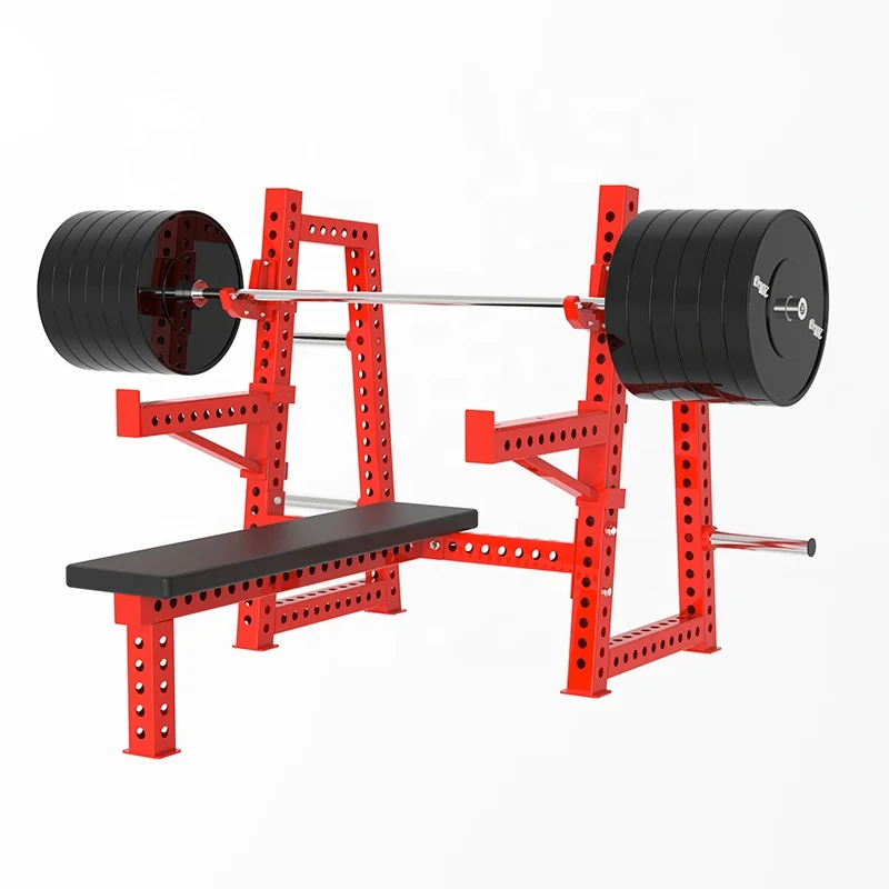 

Heavy Duty Bench Press Rack Power Stand with Adjustable Safety Bars & J-Hooks