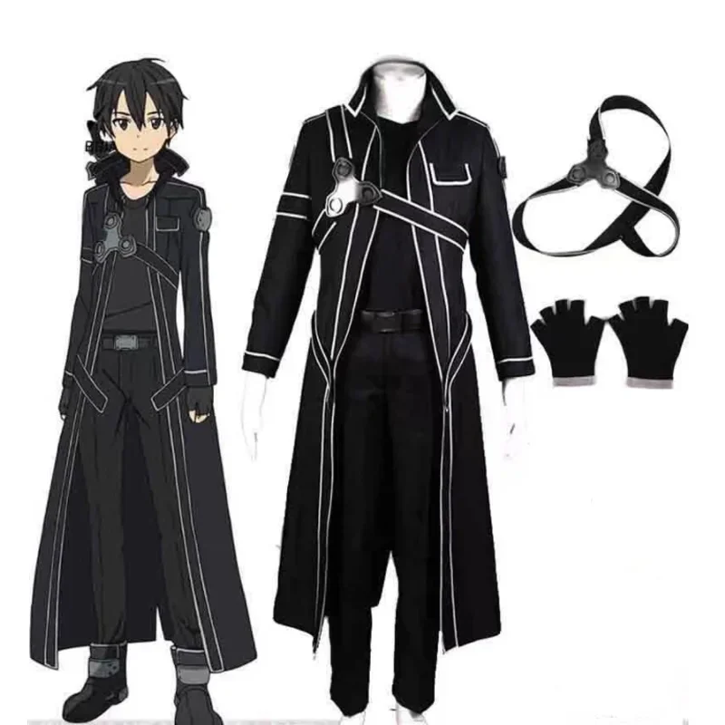 Disfraz de kinigaya Kazuto de Anime, conjunto de uniforme Unisex para adultos, Sword Art Online, zapatos Kirito, pelucas de alicización, botas