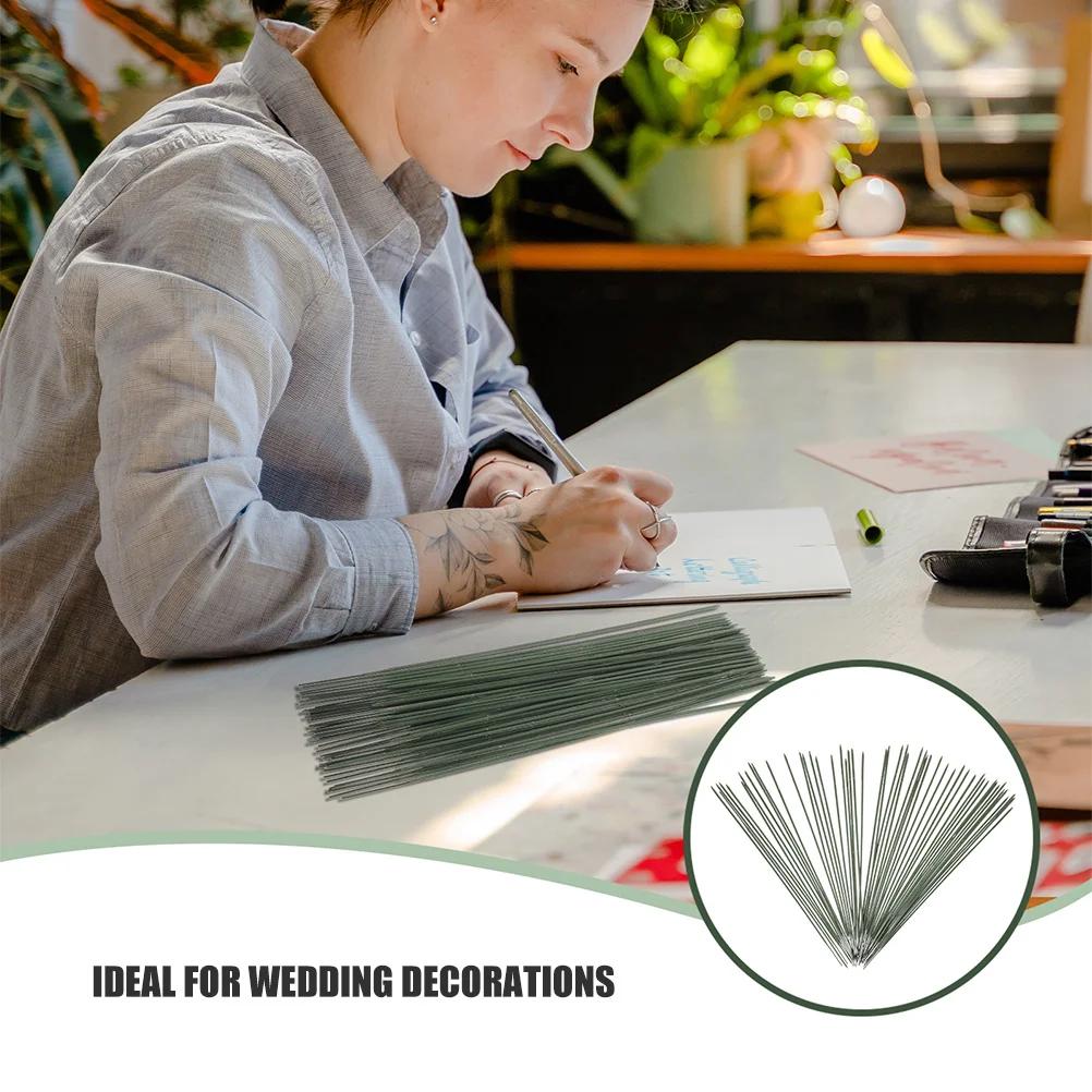 100 قطعة سلك الأزهار الخضراء للحرف اليدوية قضبان زهرة اصطناعية لتقوم بها بنفسك ينبع الزهور تشكيلة زهور لوازم صنع باقة #4