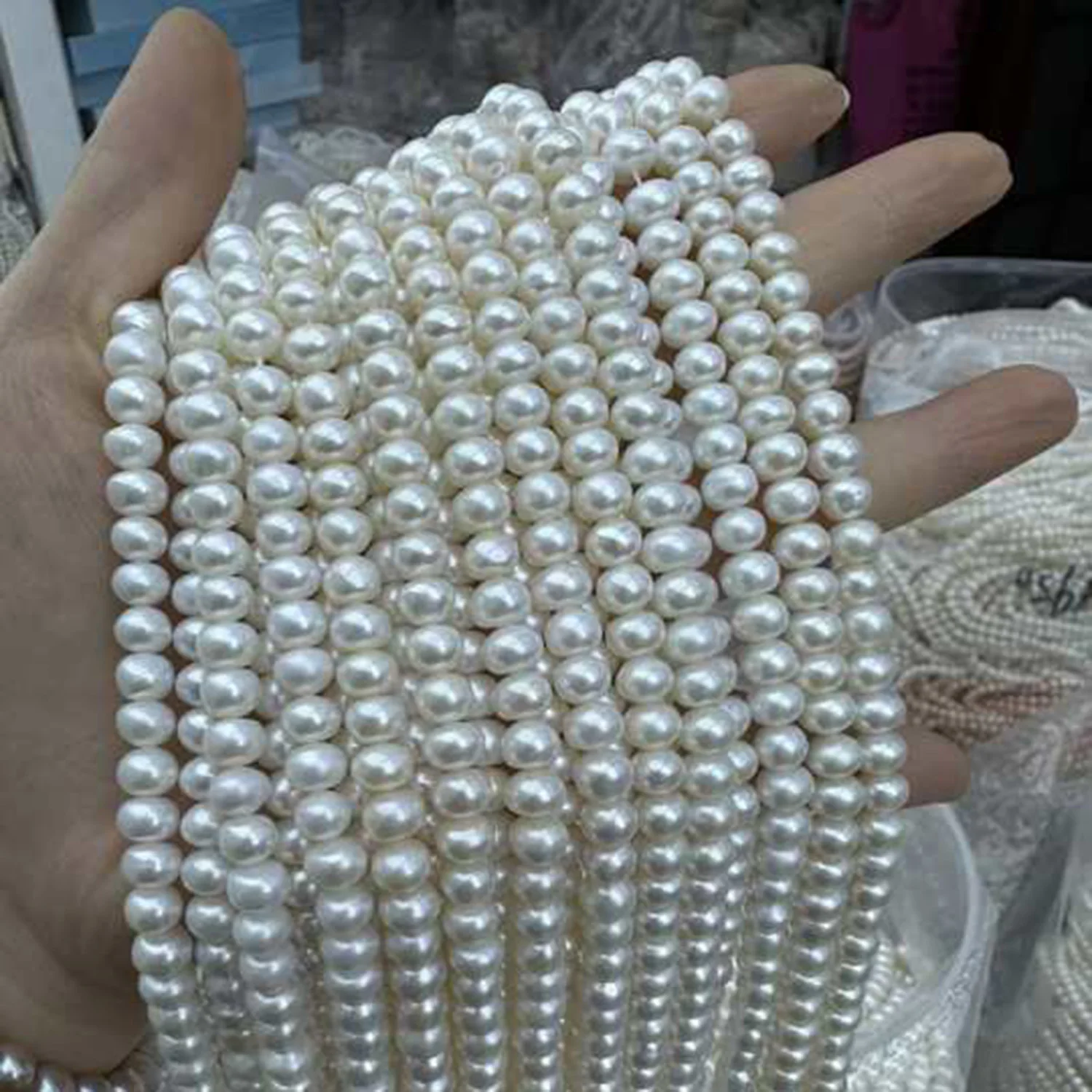 

7-8mm AAAA Natural Freshwater Near-round White Pearl Bead Jewelry Make DIY Necklace Bracelet Accessories Wedding Women Gift、