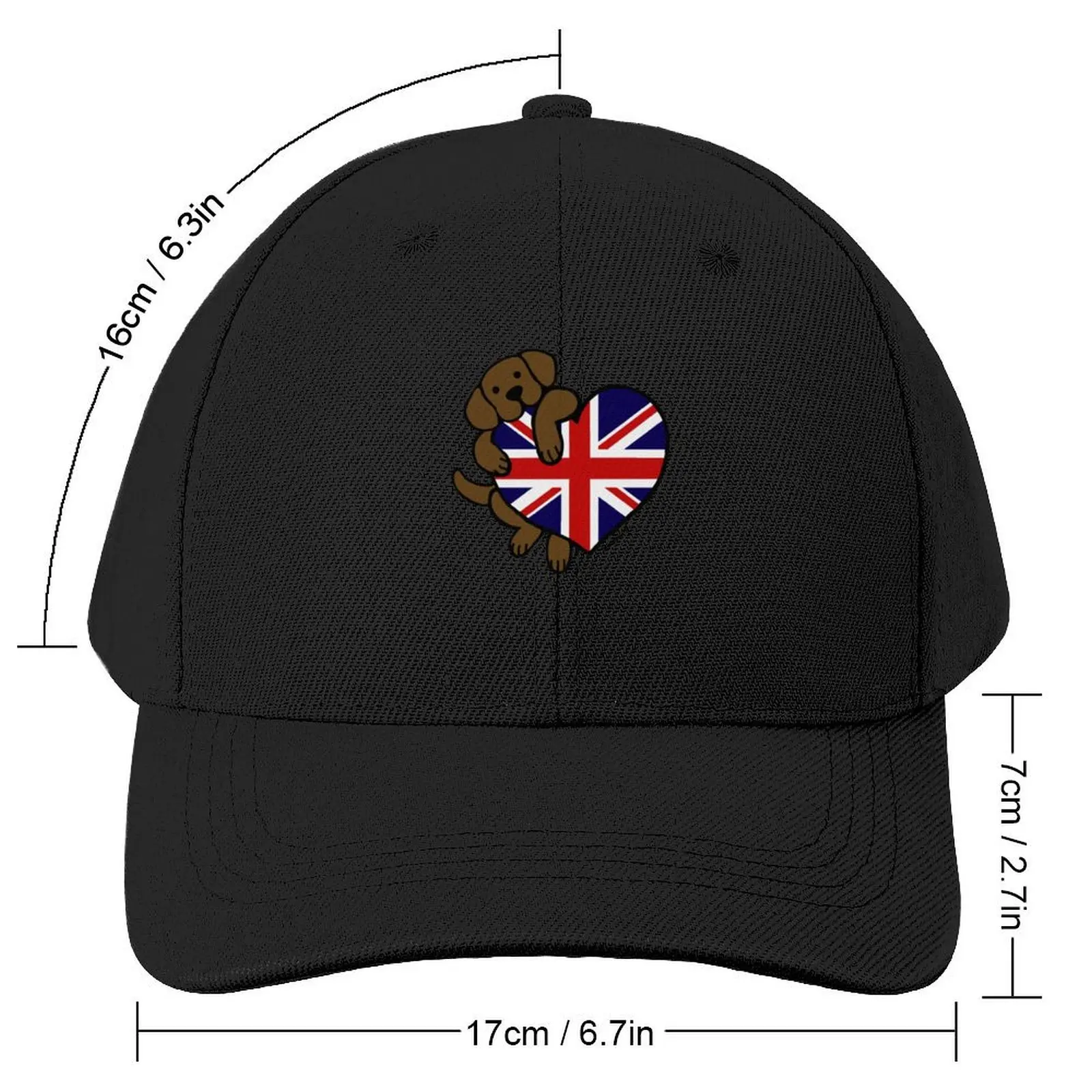 Union Jack British Heart Chocolate Labrador Baseball Cap Sports Cap Brand Man cap Baseball For Men Women's