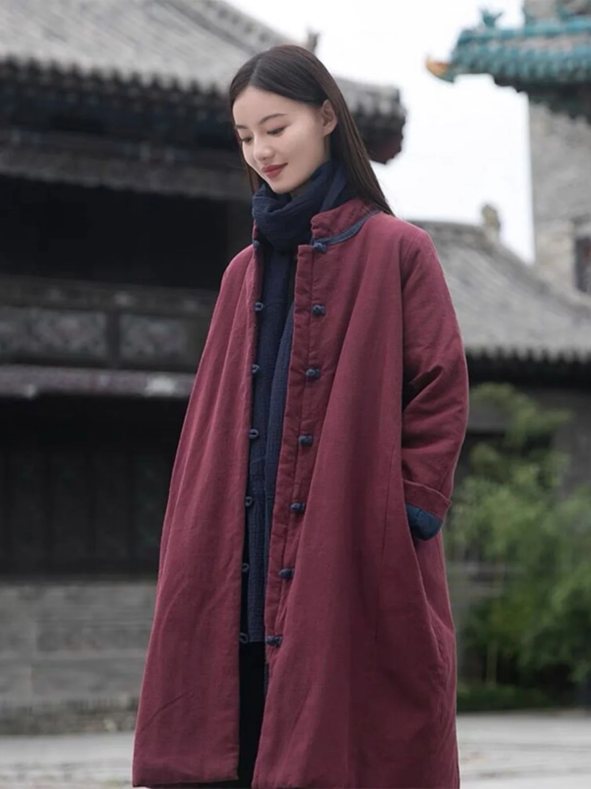 

Женское зимнее пальто из хлопка средней длины Thiened Jaet с воротником-стойкой на пуговицах, пришитое хлопковое пальто Sve Long Sve