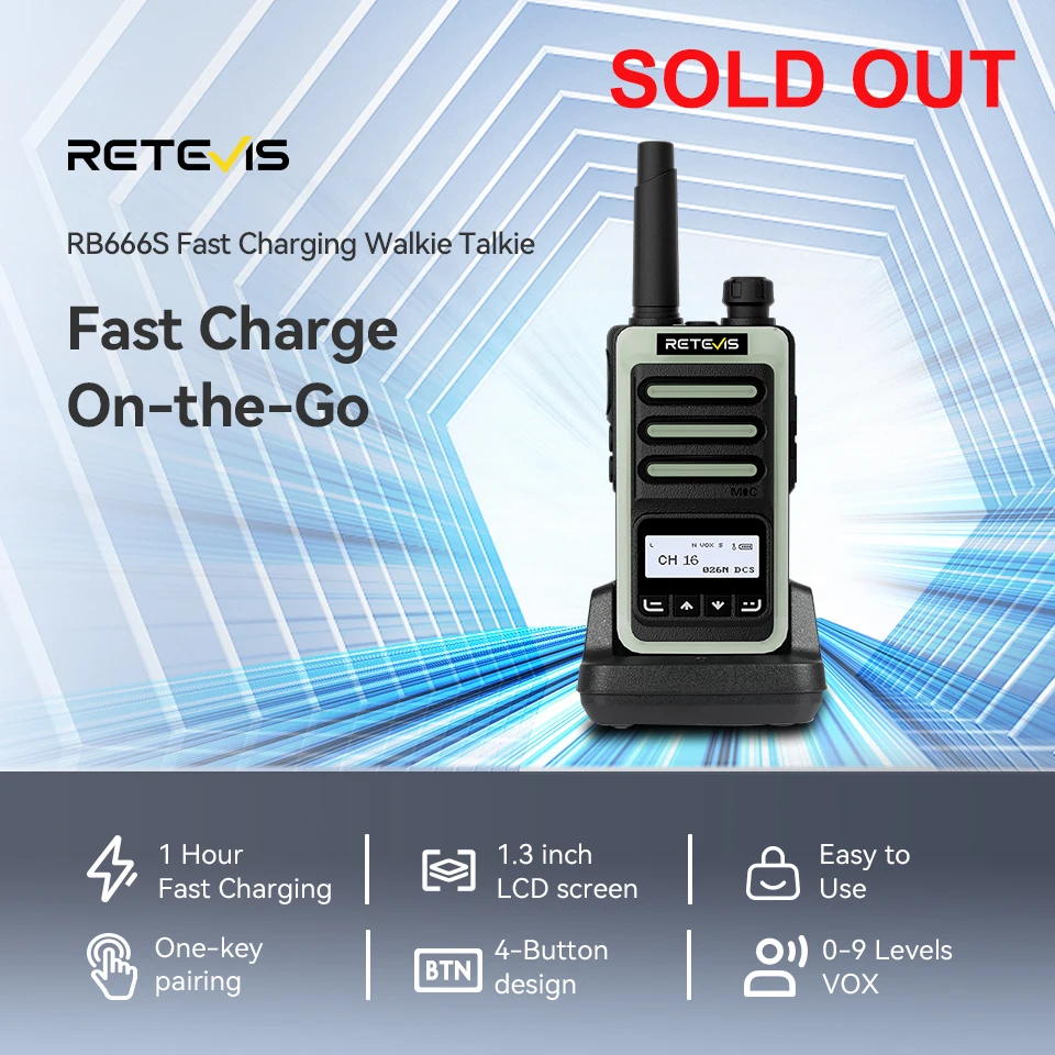 Retevis RB666S Walkie-Talkie PMR446 License Free Walkie Talkie Portable Type-C Fast Charging VOX Radio for Hotel Mall Emergency