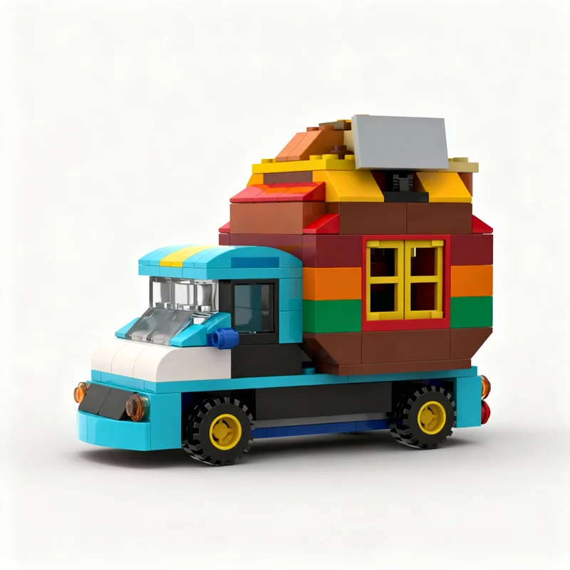 176pcs MOC Burger Truck Model Building Blocks Toy Architecture Christmas Gift Assemble Education Creative Birthday DIY Idea Kids