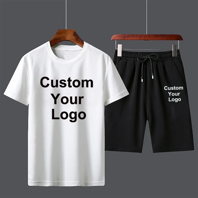 Men Fashion Custom Your Logo Soft Comfortable Breathable Summer Suit High Quality T Shirts + Shorts Suit Sports Jogging Set