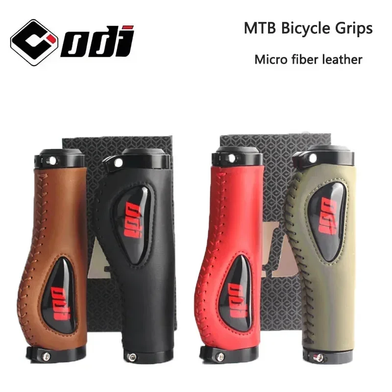 

ODI MTB Bicycle Grips Bike Ultralight Aluminum Alloy Lock Ring Leather Anti-skid Shock-absorbing silicagel pad Folding Bike grip