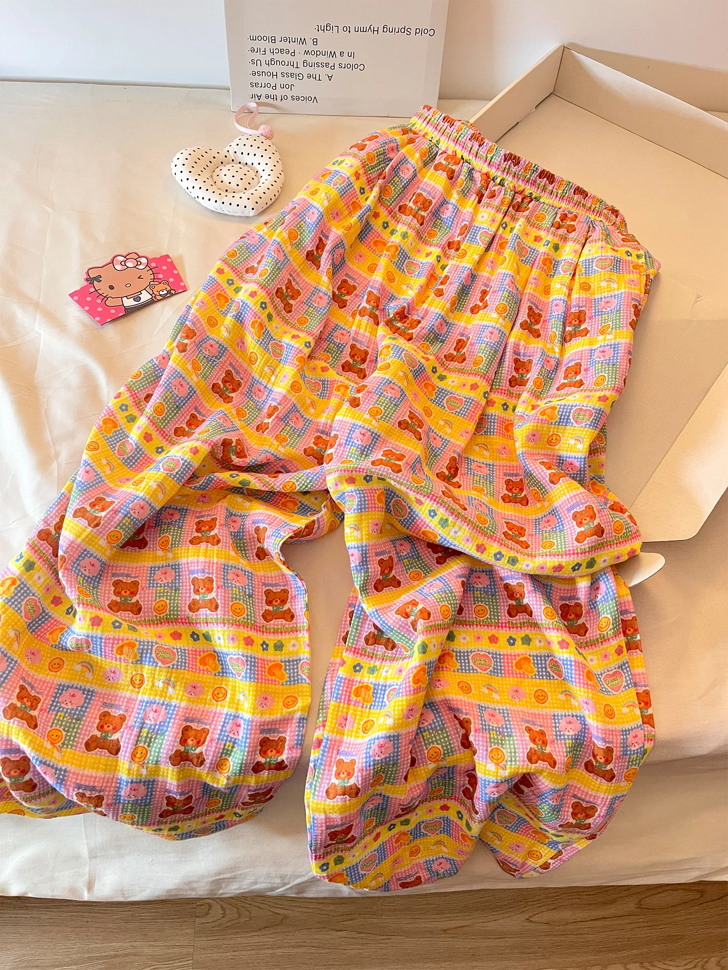 

plus Size 300 Pounds Dopaamine Cute Bear Women's Summer Loose Comfortable Wide Leg Pants Home Leisure Cartoon Print Sleepwear