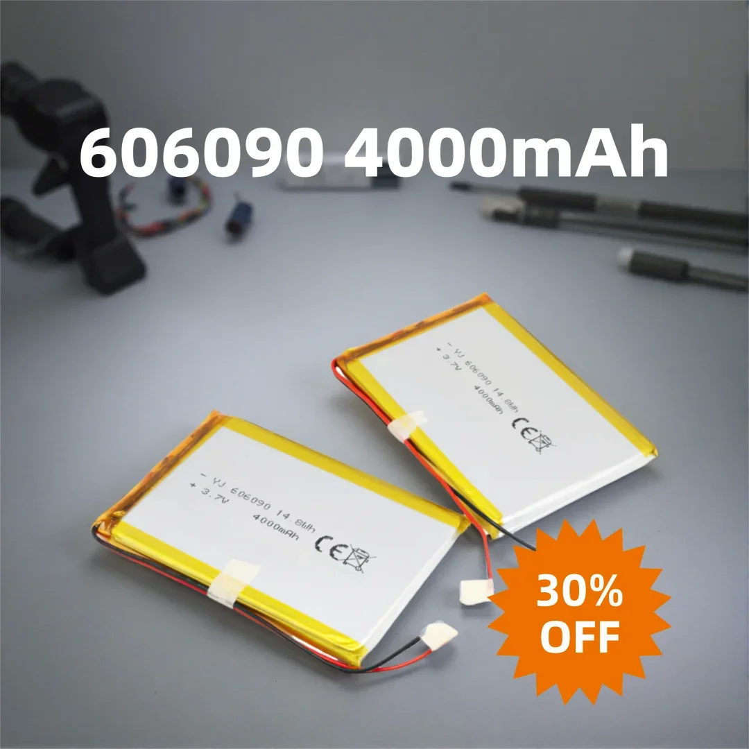 606090 3.7V 4000mAh Rechargeable Lithium Polymer Li-Po Battery High Capacity for Power Bank Bluetooth Speaker LED Light DIY