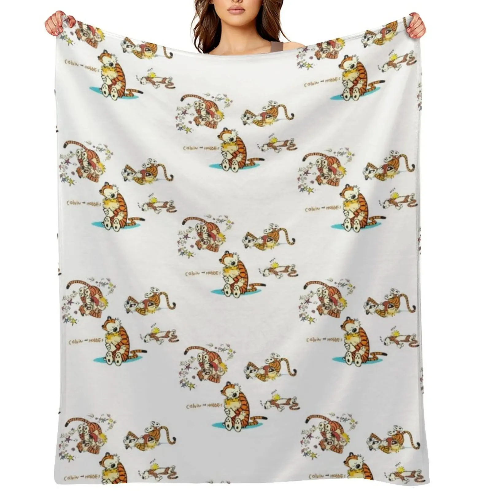 

calvin and hobbes bill watterson Throw Blanket funny gift Cute Plaid Baby Picnic Blankets