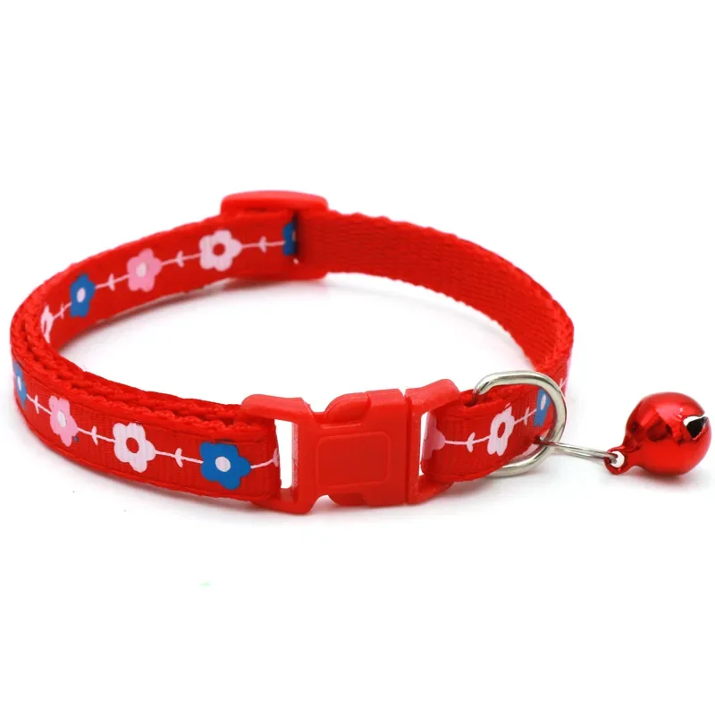 Wholesale Dog Accessories Cartoon Flower Pattern Pet Collar with Bells Adjustable Neck Necklace for Small Dog Cat Pet Supplies