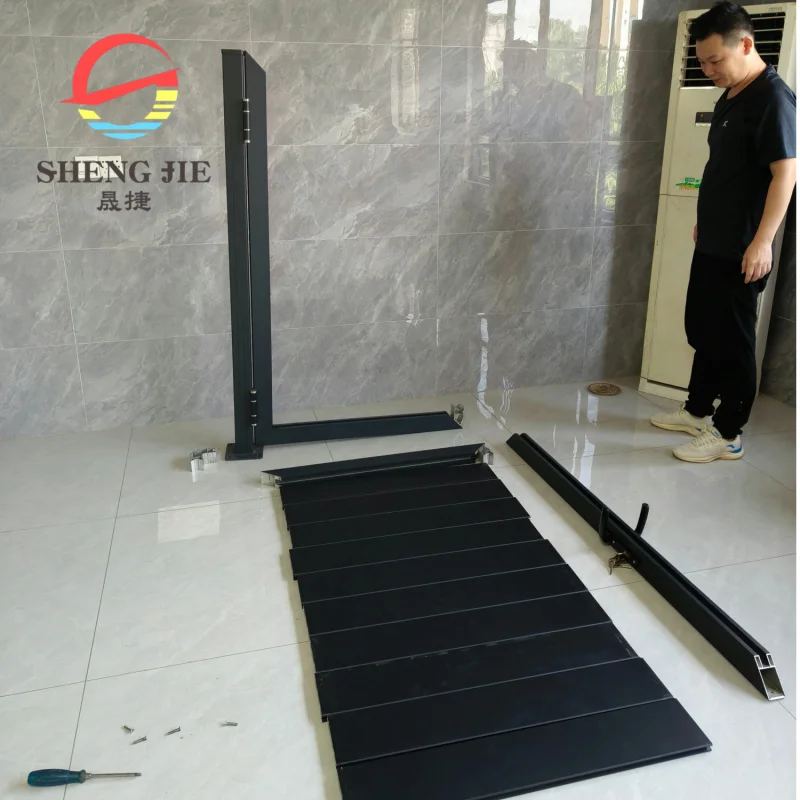 custom.Garden Outdoor Privacy Driveway Flat Gate Aluminum Fence Single Double Sliding Door with Wpc Fence Panel