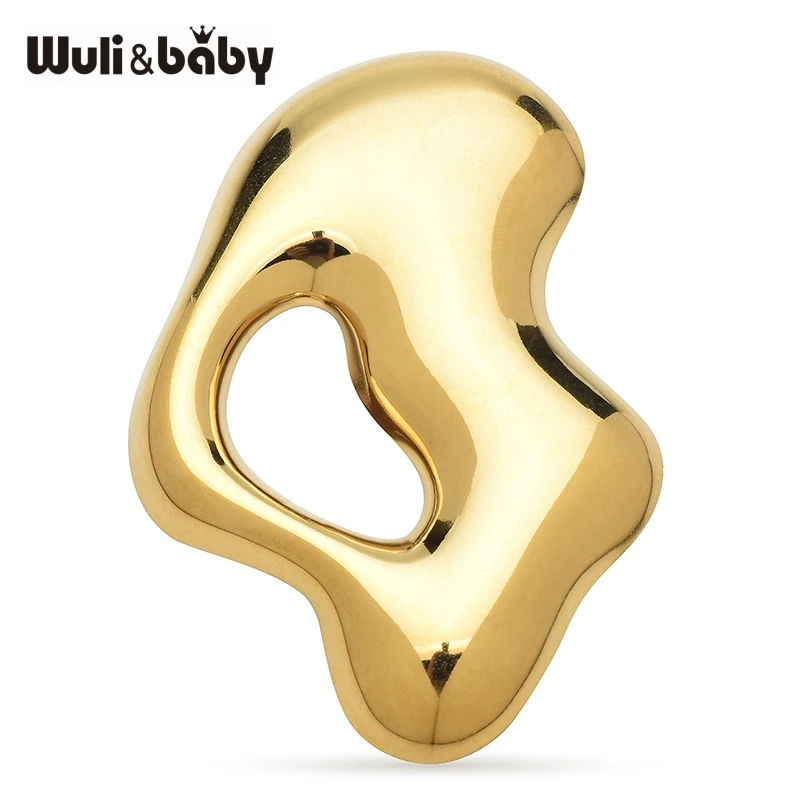 Broches geométricos de acero inoxidable Wuli & baby para mujeres y hombres, broche de Metal de 2 colores para ropa, alfileres, regalos de joyería de moda