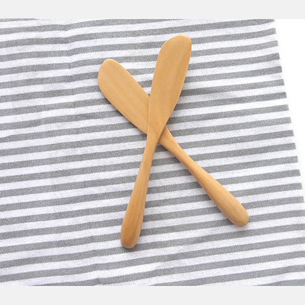

2PCS Wooden Butter Knife Knife Jam Spreader Cream Cheese Natural Wood Sturdy Kitchen Baking Pastry Tool