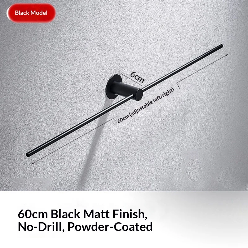 Rustproof 304 Stainless Steel No Drill Towel Rack Wall Mounted Towel Bar Minimalist Bathroom Single Rod Space Saving Towel Rack