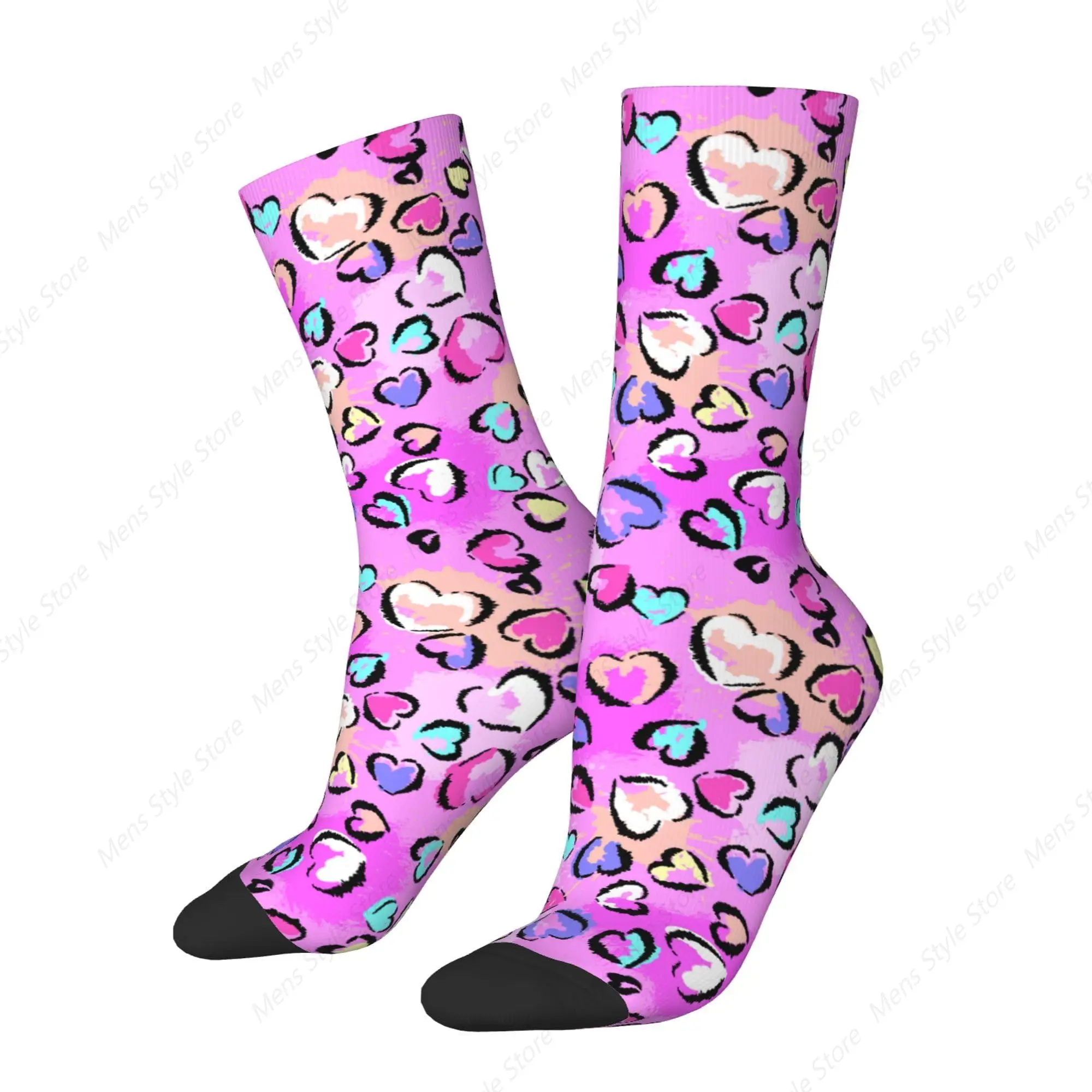 Heart Leopard Prints Casual Socks Funny Novelty Crew Socks Birthday Anniversary Valentine's Day Mother's Day Gifts ?