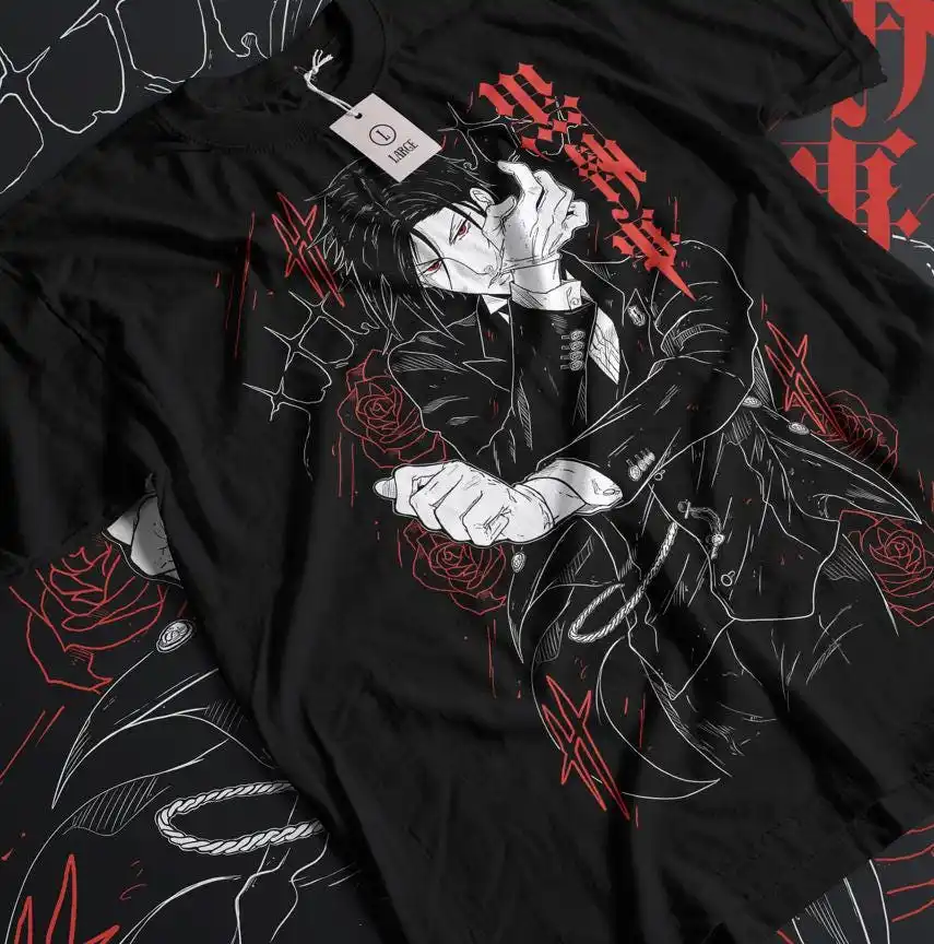 Black Butler Shirt, Ciel Phantomhive, Sebastian T-Shirt, Kuroshitsuji, Toboso Yana, Sebastian, Japanese, Anime Gift, Vintage