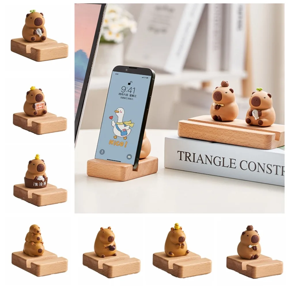 Figure Model Capybara Phone Holder PVC Doll Desk Decor Capybara Mobile Phone Stand Cartoon Support Capybara Cell Phone Bracket