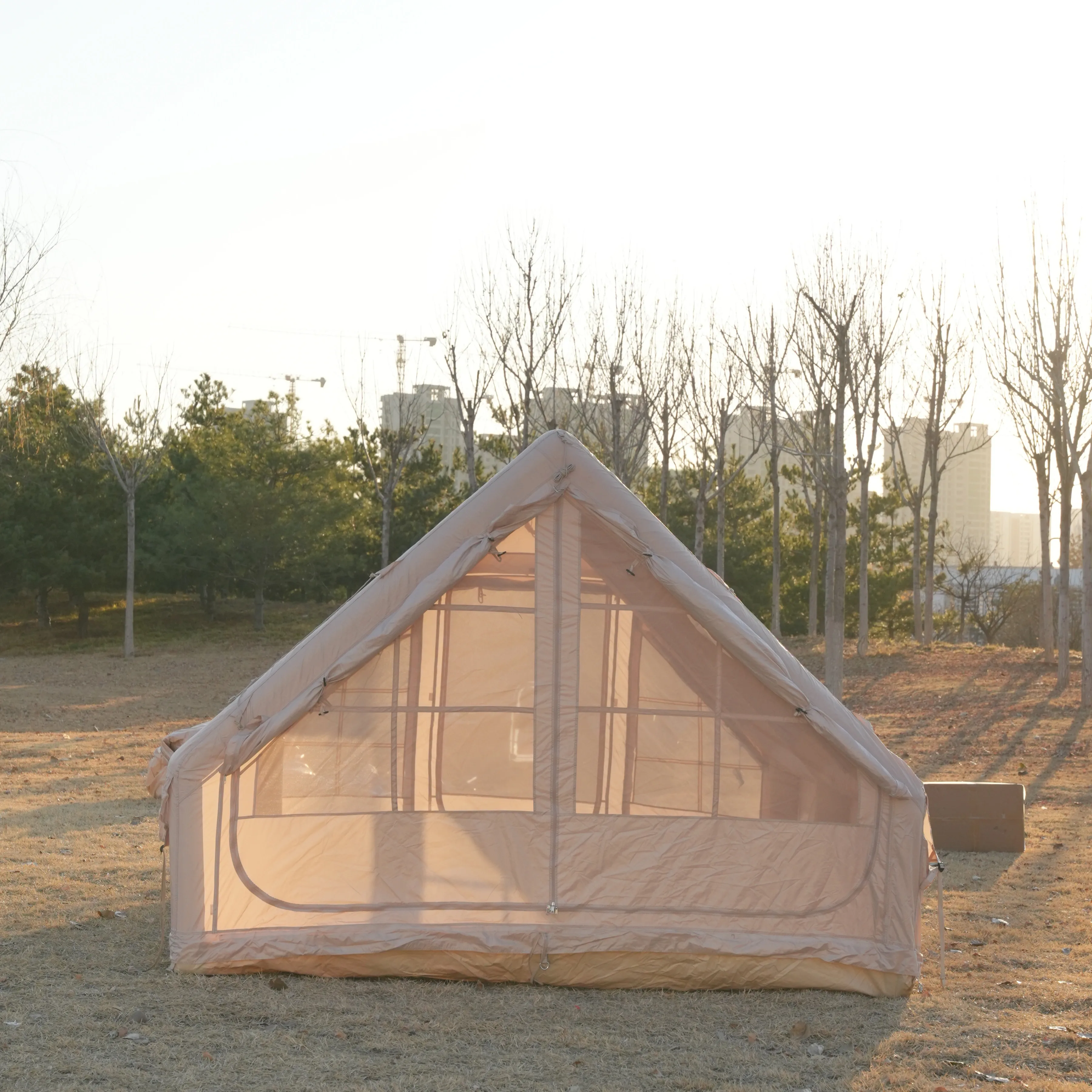 Panda Portable 12 Square Meter Waterproof Oxford Cloth Inflatable Tent Two Bedrooms Quick Automatic Opening UV-Resistant for