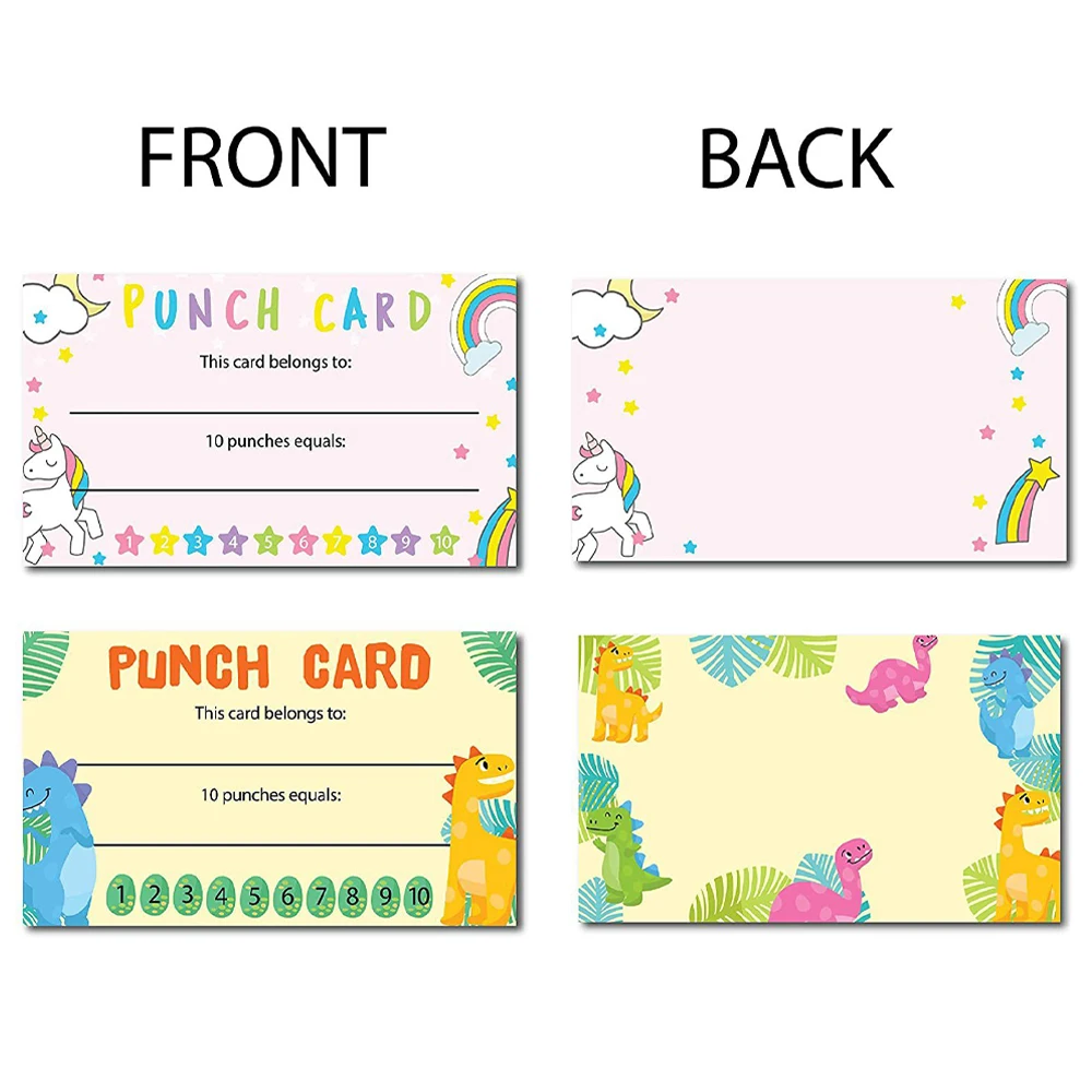 10-50pcs Cartoon Reward Incentive Punch Cards for Kids Classroom Student Home Behavior Incentive Card for Children Motivational