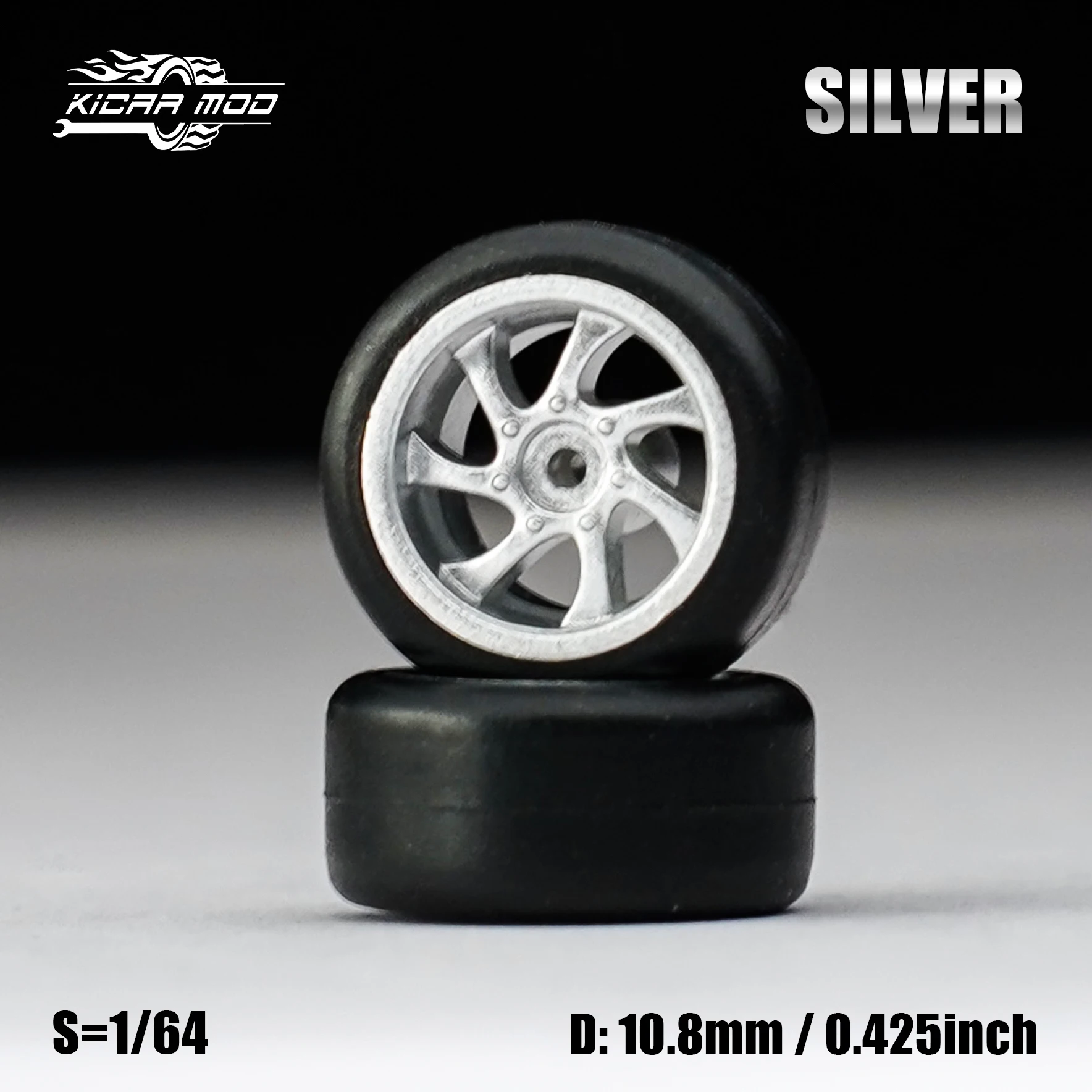 1/64 Modellauto Silber & Graue Räder mit festen Gummireifen, inklusive Nieten für Diecast-Modellautos – Detail 9