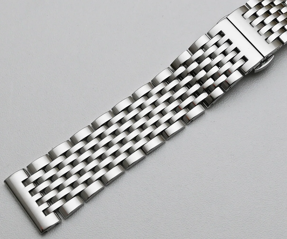 Curved End Stainless Steel Watch Band 18mm 19mm 20mm 21mm 22mm Replacement Strap Butterfly Clasp Watchband Bracelet Silver Gold