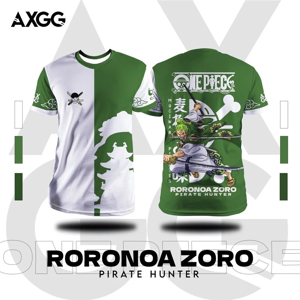 

One Piece Strawhat Roronoa Zoro Anime Short Sleeve Shirt for Men and Women Summer Casual Fashion Ani