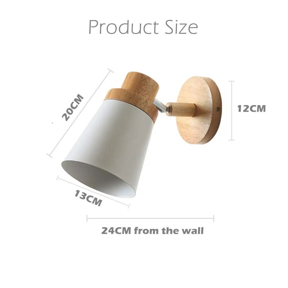 4 colors wooden wall lights bedside E26 E27 wall lamp wall sconce modern 85-285V wall light for bedroom Nordic steering head