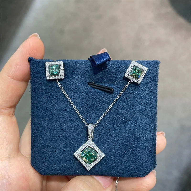 

ZFSILVER модное трендовое ожерелье из серебра 925 пробы с муассанитом, зеленое квадратное ожерелье для очаровательных женских аксессуаров, вечерние ювелирные изделия, подарок E3-0010 PM5033