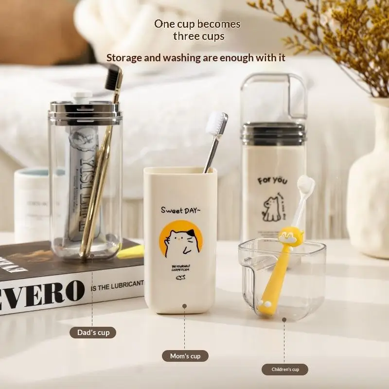3 In 1 Portable Travel Toothbrush Rinsing Cup Cute Cartoon Toothbrush Cup Travel Simple Toothbrush Holder For Trip Home Camping